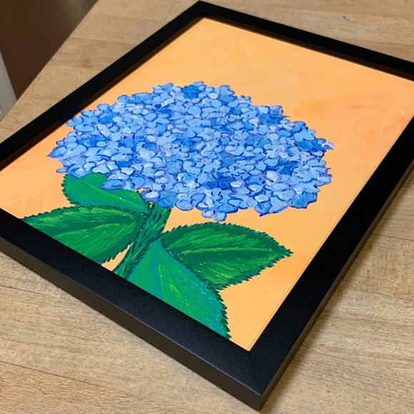 Blue Hydrangea Blues 8 x 10 Acrylic Painting, Artist Signed, Framed - Picture 3 of 7
